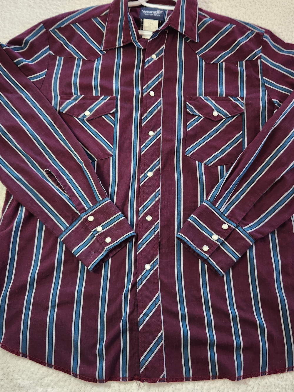 Wrangler Men's Burgundy Striped Western Shirt